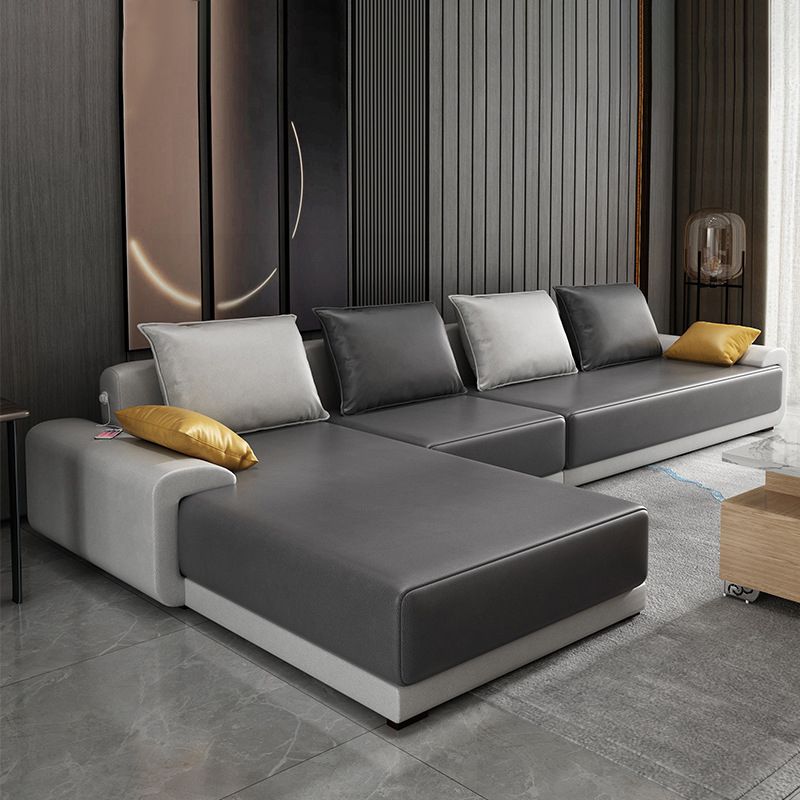 Modern Loose Back Removable Cushions Sofa with Reversible Chaise Slipcovered Sofa Clearhalo 'furn' 'furn_sectionals' 'Furniture' 'furniture_sectionals' 'kitchen' 'kitchen_sectionals' 'Living Room Furniture' 'Sectionals' 1200x1200_4059167e-43f0-4292-a1de-a5e2c5466810