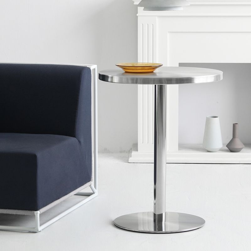 Industrial Dining Room Table Stainless Steel Table with Pedestal Table for Home Kitchen Dinner Clearhalo ' dining_table' 'Dining Tables & Seating' 'Dining Tables' 'furn' 'furn_dining_table' 'Furniture' 'furniture_dining_table' 'Kitchen & Dining Furniture' 'kitchen&dining_furn' 'kitchen' 'kitchen_dining_table' 1200x1200_4059a497-3d2e-43e1-adb4-7e13fade6f9e