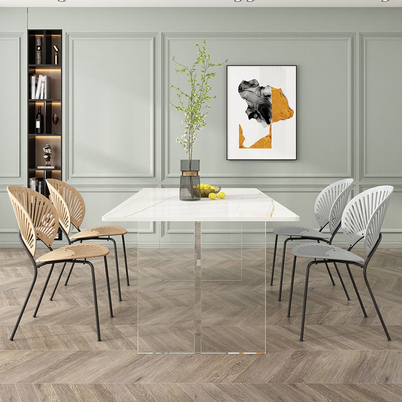Modern Stone Top Dining Table Rectangle Acrylic Base Counter Dining Table Clearhalo 'Dining Tables & Seating' 'Dining Tables' 'dining_table' 'furn' 'furn_dining_table' 'Furniture' 'furniture_dining_table' 'Kitchen & Dining Furniture' 'kitchen' 'kitchen_dining_table' 1200x1200_4059d9ca-c45d-4249-ab16-a281241d7eb2