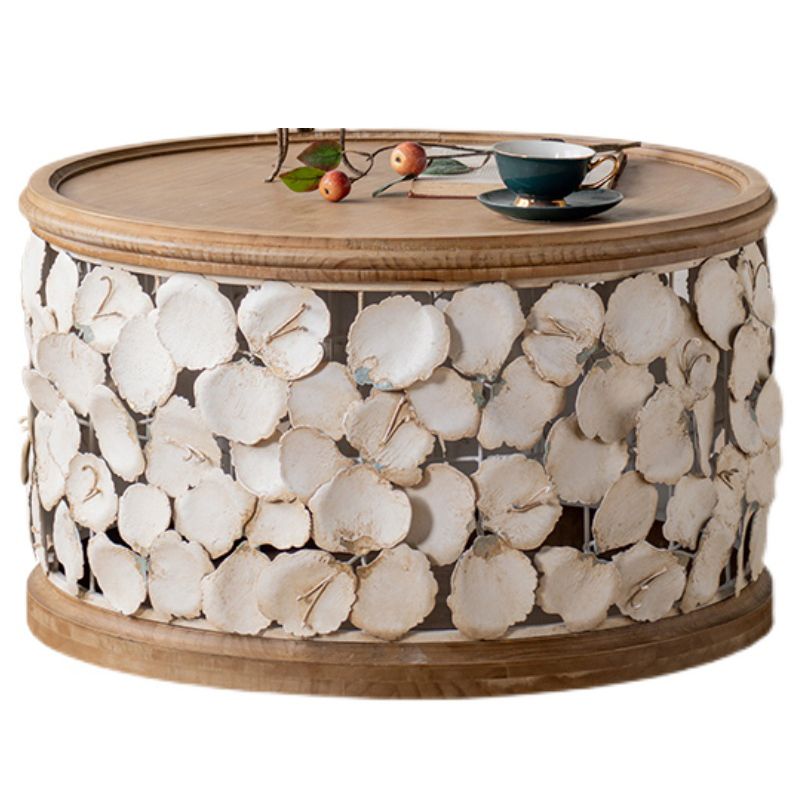 Tavolo laterale accento a forma di tamburo in legno e in metallo tavolo d'angolo in stile rustico