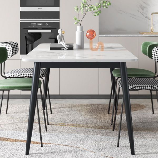 Contemporary White Standard Dining Table Sintered Stone Rectangle Dining Table with 4 Legs Base Clearhalo ' dining_table' 'Dining Tables & Seating' 'Dining Tables' 'Furniture' 'furniture_dining_table' 'Kitchen & Dining Furniture' 'kitchen&dining_furn' 'kitchen' 'kitchen_dining_table' 1200x1200_405c4ca0-4bbd-4e60-910f-aa0620e8cfc4