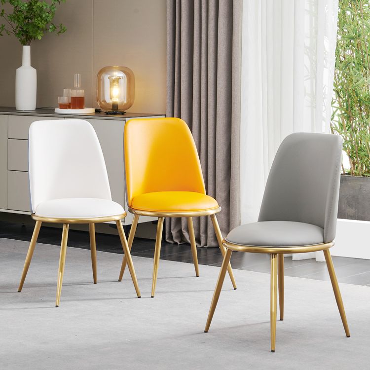 Glam Faux Leather Dining Chair Armless Metal Dining Room Chairs for Home Use Clearhalo ' kitchen&dining_furn' 'Dining Chairs' 'Dining Tables & Seating' 'dining_chair' 'furn' 'furn_dining_chair' 'Furniture' 'furniture_dining_chair' 'Kitchen & Dining Furniture' 'kitchen' 1200x1200_405ca3b5-60f1-44fe-9db3-4acb4d442085