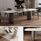 Muebles modernos Mesa de comedor de piedra sinterizada rectangular blanca con patas de metal para el hogar