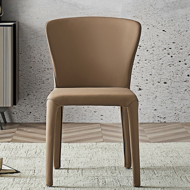Moderne binnenarmloze eetkamerstoel faux leren zijstoel voor thuis