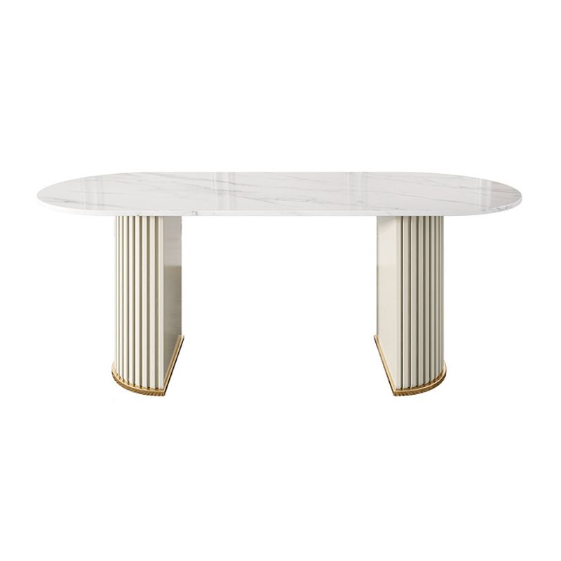 White Stone Top Dining Table Modern Oval Dining Table with Sled Base Clearhalo 'Dining Tables & Seating' 'Dining Tables' 'dining_table' 'Furniture' 'furniture_dining_table' 'Kitchen & Dining Furniture' 'kitchen' 'kitchen_dining_table' 1200x1200_405ff726-7b4c-4b3f-b3e1-0c0b55db9a9d