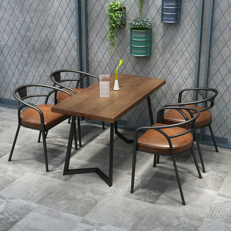 Industrial Style Rectangle Shape Dinette Set Solid Wood Top Dining Table Furniture for Dining Room Clearhalo 'Dining Room Sets' 'Dining Tables & Seating' 'dining_room_set' 'furn' 'furn_dining_room_set' 'Furniture' 'furniture_dining_room_set' 'Kitchen & Dining Furniture' 'kitchen&dining_furn' 'kitchen' 1200x1200_40614578-8bfd-414f-99c6-969cc409d5ee