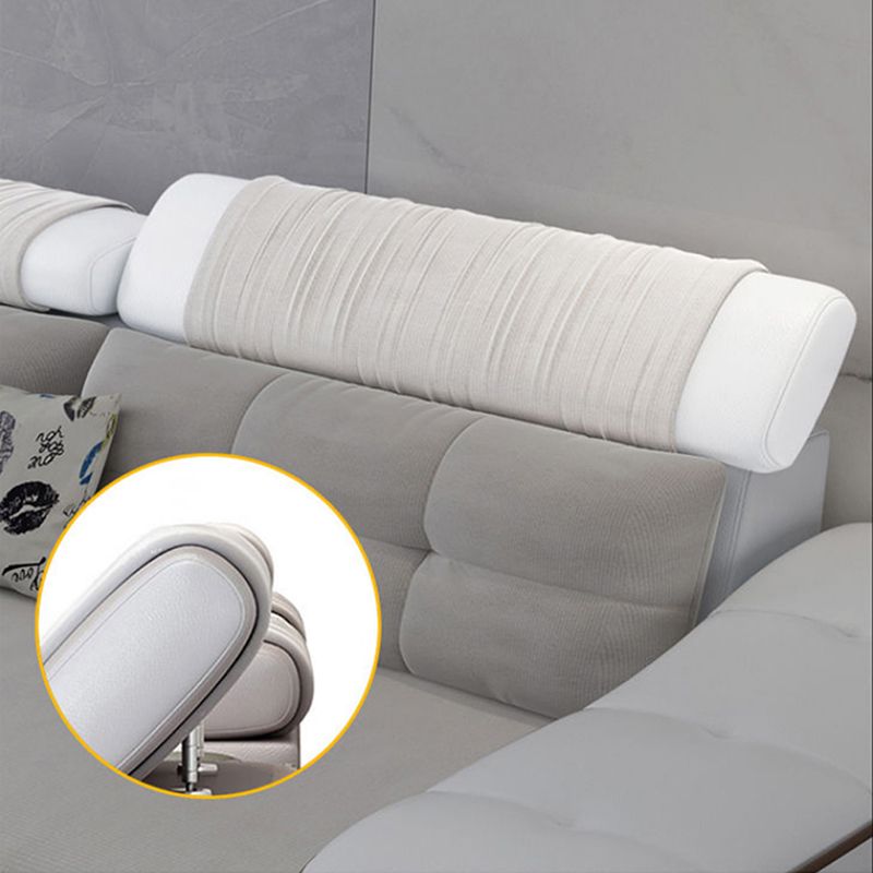 33.46"High Fabric Sloped Arms Sectional Sofa with 2 Cup Holders,White Clearhalo 'furn' 'furn_sectionals' 'Furniture' 'furniture_sectionals' 'Living Room Furniture' 'Sectionals' 1200x1200_4061880a-32f1-4004-940c-5fb6f1ce853a
