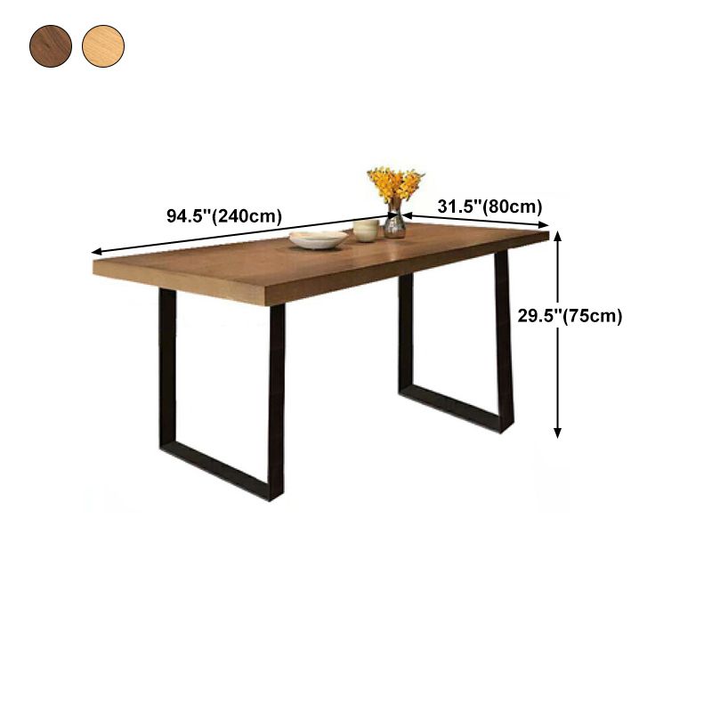 Industrial Rectangle Wood Table Standard Height Dining Table with Double Pedestal Base Clearhalo 'Dining Tables & Seating' 'Dining Tables' 'dining_table' 'furn' 'furn_dining_table' 'Furniture' 'furniture_dining_table' 'Kitchen & Dining Furniture' 'kitchen' 'kitchen_dining_table' 1200x1200_4062b0de-cdf9-4a62-8745-8b2c93fcf422