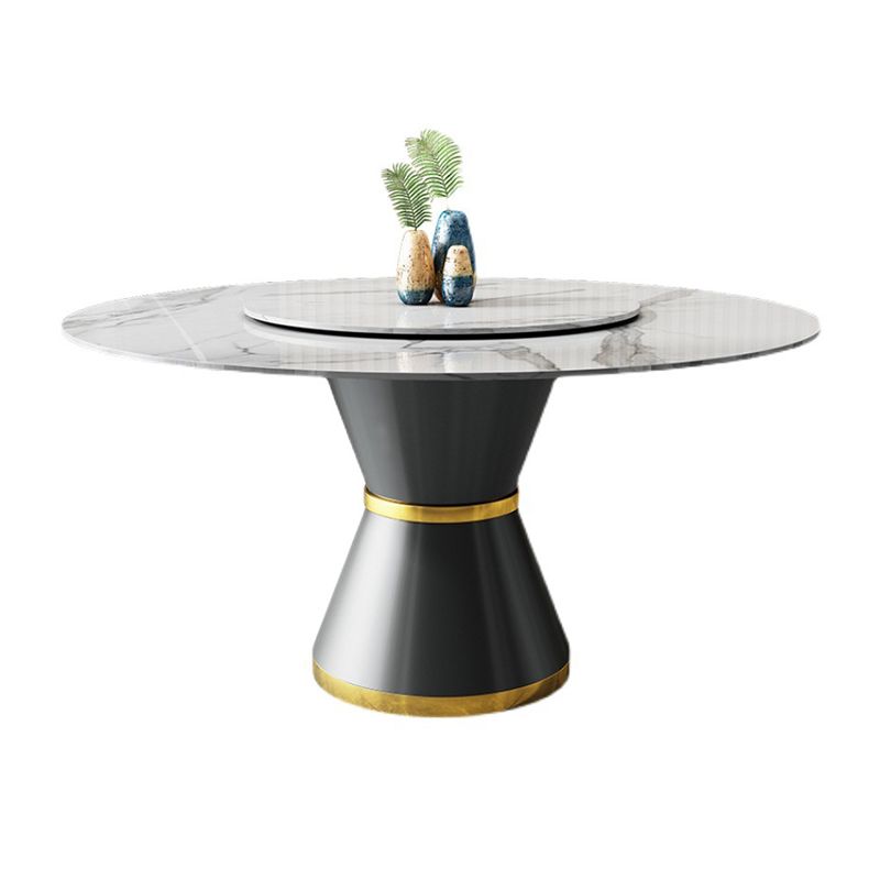 Contemporary Round Table Sintered Stone Dining Table with Metal Legs Clearhalo 'Dining Tables & Seating' 'Dining Tables' 'dining_table' 'furn' 'furn_dining_table' 'Furniture' 'Kitchen & Dining Furniture' 1200x1200_40642074-c4f1-4e43-aec3-bee3f1fd63d9