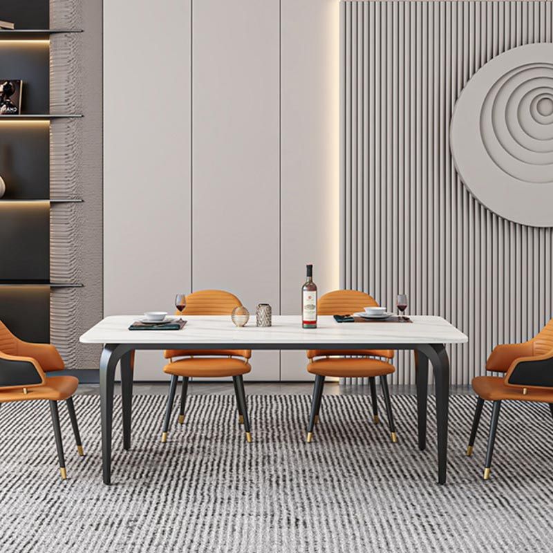 Black Iron 4 Legs Dining Site Table Industrial Stone Top Rectangle Dining Table Clearhalo 'Dining Tables & Seating' 'Dining Tables' 'dining_table' 'furn' 'furn_dining_table' 'Furniture' 'furniture_dining_table' 'Kitchen & Dining Furniture' 1200x1200_4067839d-2ff2-4eae-81db-38df0a25afc3