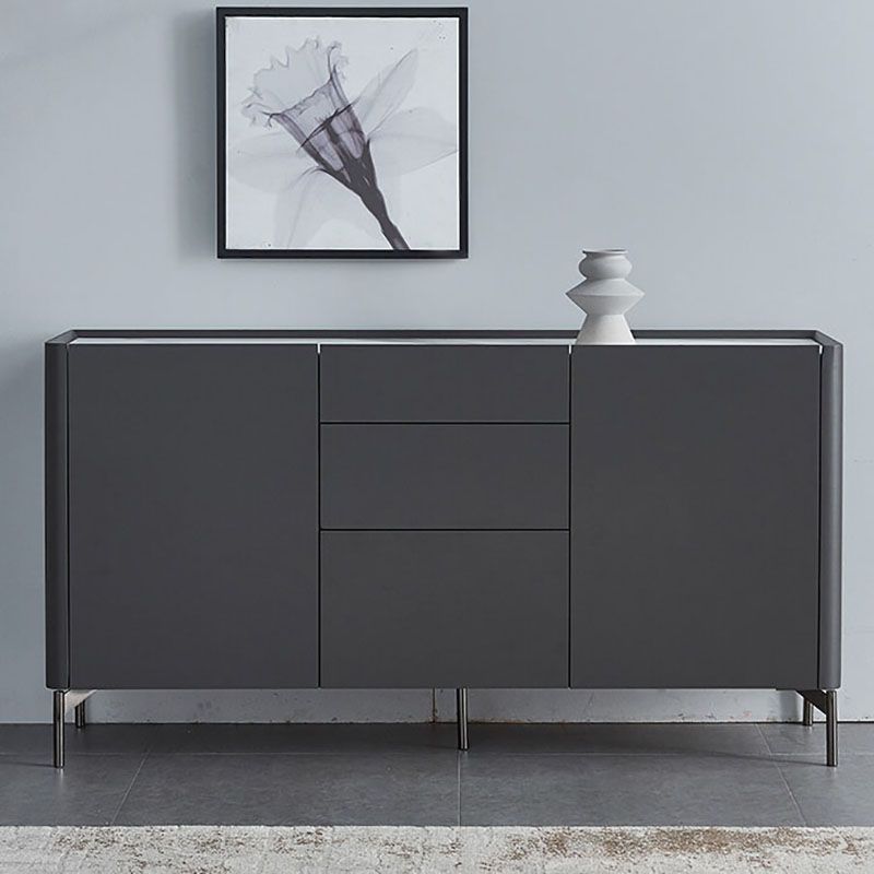 Grey Engineered Wood Sideboard Modern Stone Countertop Buffet with Drawer for Dining Room Clearhalo 'buffet_sideboard' 'Buffets & Sideboards' 'furn' 'furn_buffet_sideboard' 'Furniture' 'Kitchen & Dining Furniture' 1200x1200_4068045d-7f49-445b-acc6-20a053d9580a