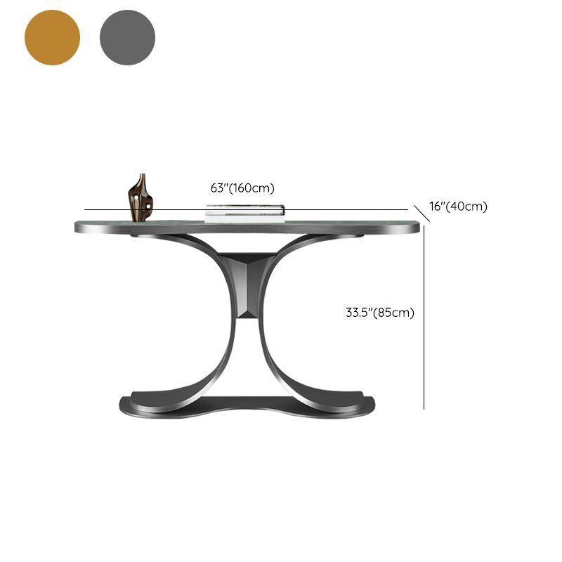 Glam Free Form Console Accent Table with Stainless Steel Bracket for Hall