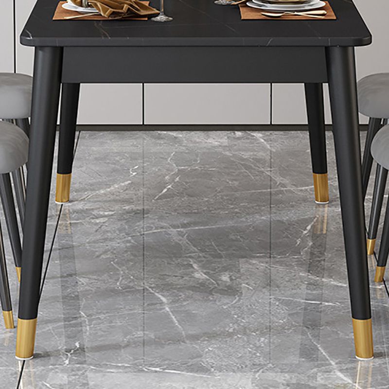 Stone Top Dining Table Rectangle Contemporary Table with 4 Black Legs Clearhalo 'Dining Tables & Seating' 'Dining Tables' 'dining_table' 'furn' 'furn_dining_table' 'Furniture' 'furniture_dining_table' 'Kitchen & Dining Furniture' 'kitchen' 'kitchen_dining_table' 1200x1200_406b593e-0c5e-4acc-8dc6-e8f47ca27f25