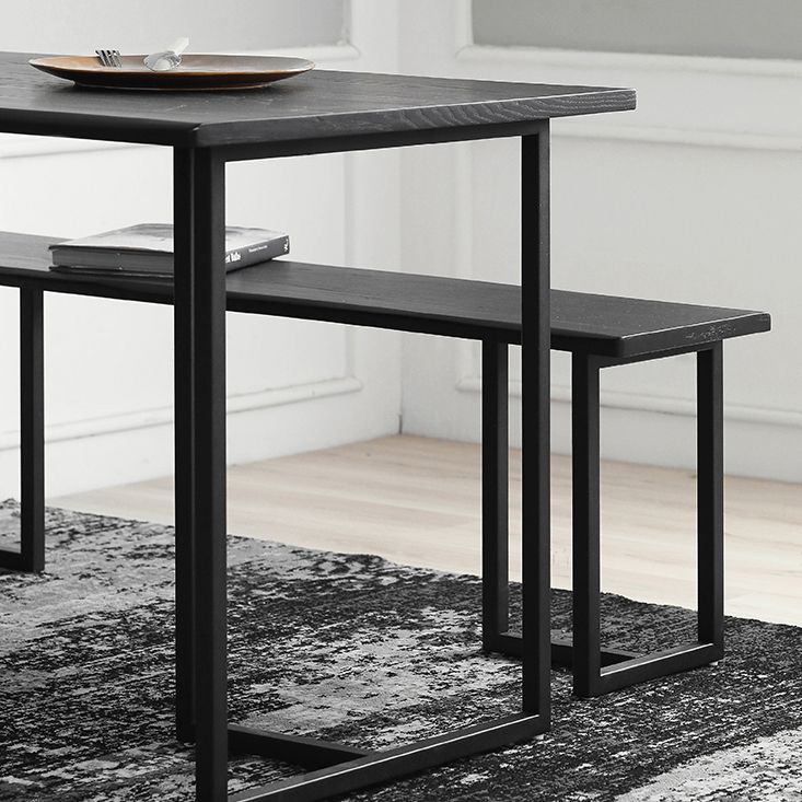 Rectangle Industrial Dining Table Black Fixed Table with Pinewood Solid Wood Clearhalo ' dining_table' 'Dining Tables & Seating' 'Dining Tables' 'Furniture' 'furniture_dining_table' 'Kitchen & Dining Furniture' 'kitchen&dining_furn' 'kitchen' 'kitchen_dining_table' 1200x1200_406b8106-51ff-468a-b45a-1238806b04d1