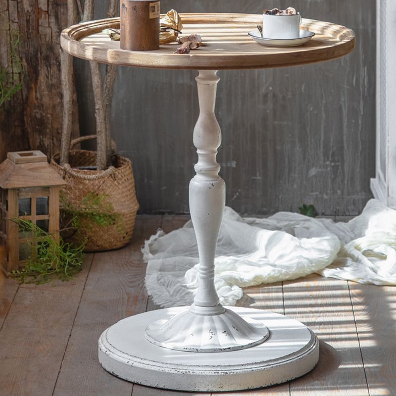 Pedestal Round Side End Table Rustic Distressed Side End Table