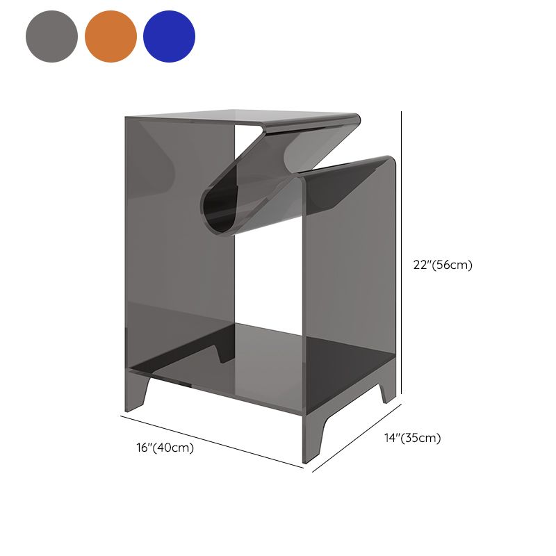 Modernistic Sofa Side Accent Table Plastic 4 Legs Double Tier Rectangular Clearhalo 'Coffee & Accent Tables' 'End & Side Tables' 'end_side_tables' 'furn' 'furn_end_side_tables' 'Furniture' 'Living Room Furniture' 1200x1200_406f73ca-825b-424a-a897-6268f54c615d