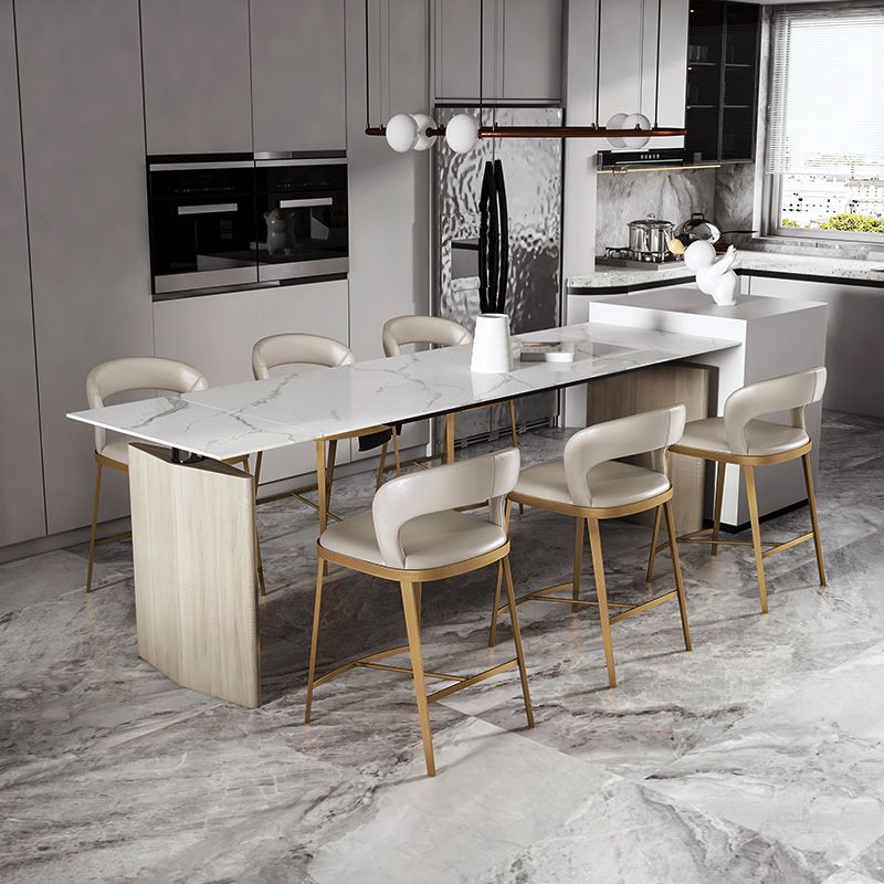 Armless Modern Counter Stool Faux Leather and Metal Counter Bar Stool