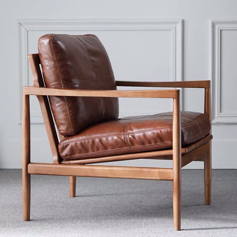 Contemporary Genuine Leather Accent Armchair Tufted Genuine Leather Arm Chair Clearhalo 'Accent Chairs' 'accent_chairs' 'Chairs & Seating' 'furn' 'furn_accent_chairs' 'Furniture' 'Living Room Furniture' 1200x1200_4072f8bd-adc9-4a2f-be66-26e1226be265