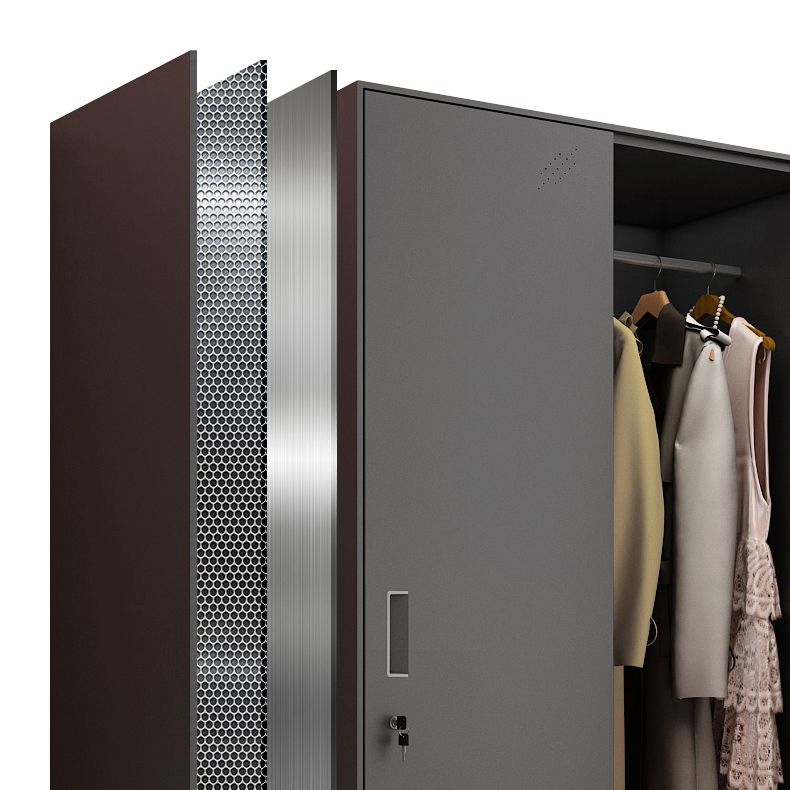 Metal Industrial Cabinet with Hinged Door Black Steel Storage Cabinet for Home Clearhalo 'Armoires & Wardrobes' 'armoires_wardrobes' 'Bedroom Furniture' 'furn' 'furn_armoires_wardrobes' 'Furniture' 1200x1200_4073a83c-0f4b-4528-b604-4e2aecb5ec54