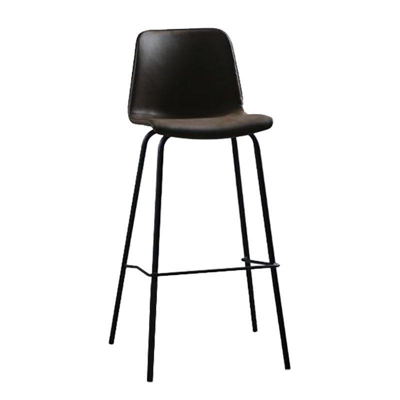 Faux Leather Dining Stools Armless Bucket Bar Stools with Footrest