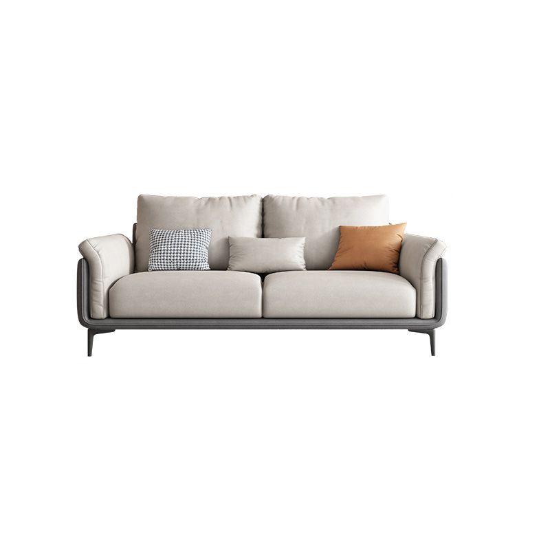 Faux Leather Stain Resistant Contemporary Sofa Couch in Beige Clearhalo 'furn' 'furn_sofas' 'Furniture' 'Living Room Furniture' 'Sofa' 'sofas' 1200x1200_40752f96-8902-4397-915b-551333c7b75f