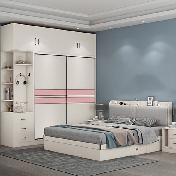 Color de couleur blanc tige de garde-robe comprenant la garde-robe placard de garde-robe avec porte coulissante