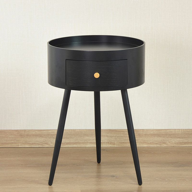 Contemporary Round Night Table with Drawer Metal Tripod Nightstand Clearhalo 'Bedroom Furniture' 'furn' 'furn_night_stand' 'Furniture' 'night_stand' 'Nightstands' 1200x1200_40780947-290d-46ce-815e-314bd77a87d4