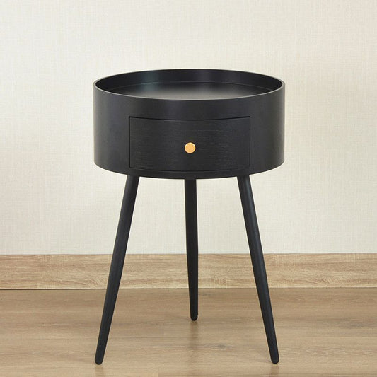 Contemporary Round Night Table with Drawer Metal Tripod Nightstand Clearhalo 'Bedroom Furniture' 'furn' 'furn_night_stand' 'Furniture' 'night_stand' 'Nightstands' 1200x1200_40780947-290d-46ce-815e-314bd77a87d4