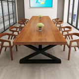 Bureau industriel en bois massif Table d'écriture fixe de bureau industriel en bois massif