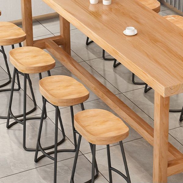 Modern 1/5/6/11 Pieces Bar Table Set Rectangle Pine Wood Counter Table with High Stools Clearhalo 'Bar Furniture' 'furn' 'furn_home_bar_bar_sets' 'Furniture' 'Home Bars & Bar Sets' 'home_bar_bar_sets' 'Kitchen & Dining Furniture' 1200x1200_4078e7e9-6b04-426a-a236-bd33d9fe97b5