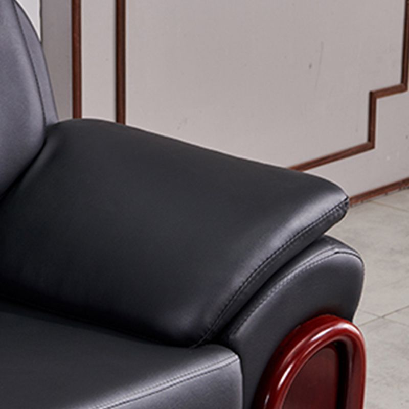 Modern Leather Sofa 34.65" Wide Pillow Top Arm in Black for Living Room Clearhalo 'furn' 'furn_sofas' 'Furniture' 'Living Room Furniture' 'Sofa' 'sofas' 1200x1200_407a6ad7-724a-4d12-a342-f8f22f6633a3