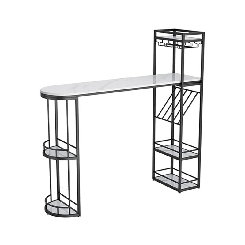 Bartisch mit Aufbewahrungsbasis aus Eisen, moderner Freiform-Bartisch mit Weinglashaltern