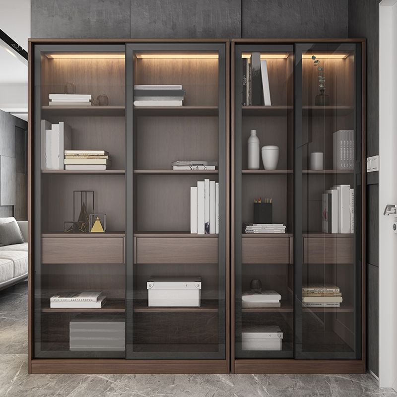 現代のフェイクウッドディスプレイキャビネットスライドドアリビングルーム用の収納キャビネット