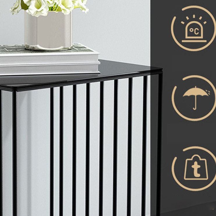 Contemporary Glass Top Frame Square Bedside Accent Side Table