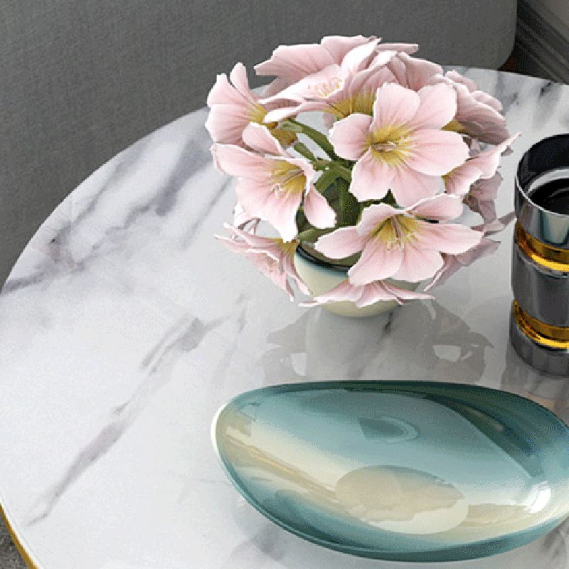 Contemporary Storage Frame End Table Round End Table with Slate Top