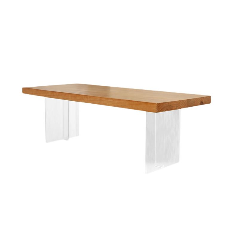 Table basse rectangulaire scandinave en bois, pieds en acrylique de 15,7 pouces de hauteur, table de cocktail