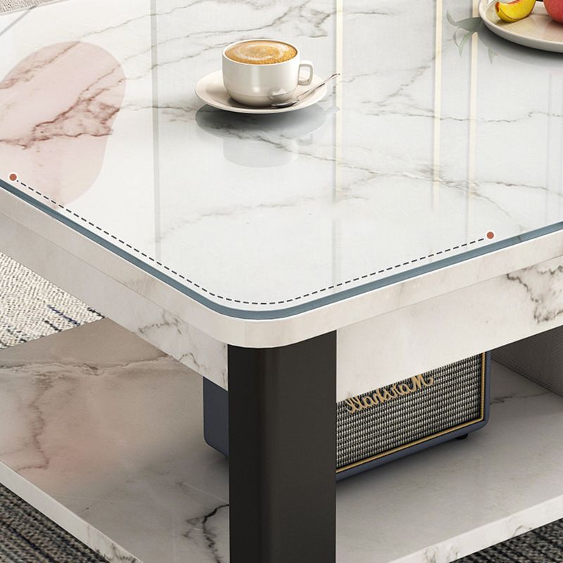 Mesa de centro contemporánea de 16" de alto, mesa de cóctel de café rectangular de piedra