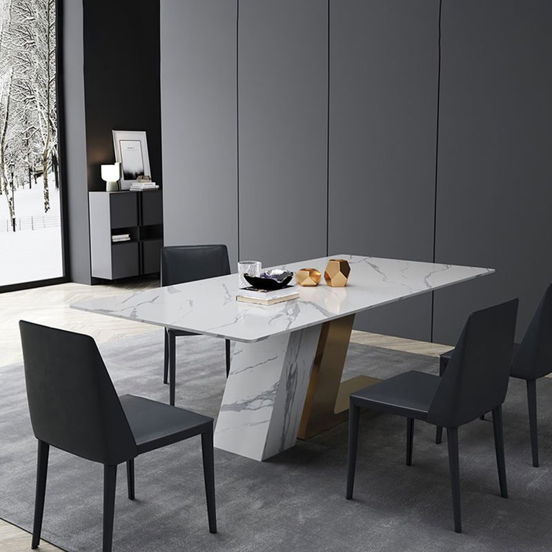 Modern Dining Set 1/4/5/6 Pcs Sintered Stone Dining Table with Side Chairs Clearhalo 'Dining Room Sets' 'Dining Tables & Seating' 'dining_room_set' 'furn' 'furn_dining_room_set' 'Furniture' 'Kitchen & Dining Furniture' 1200x1200_408344ef-845b-4cf8-8f54-a51a8f96a50a