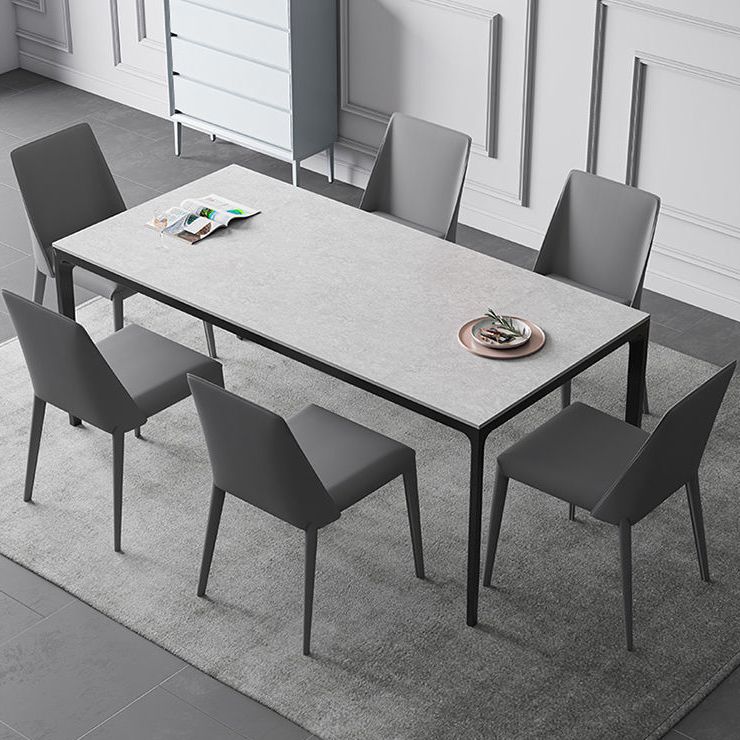 Industrial Sintered Stone Kitchen Table Rectangle Fixed Dining Room Desk Clearhalo 'Dining Tables & Seating' 'Dining Tables' 'dining_table' 'furn' 'furn_dining_table' 'Furniture' 'Kitchen & Dining Furniture' 1200x1200_4083d43d-69cb-4d44-959b-9324dcd49f70