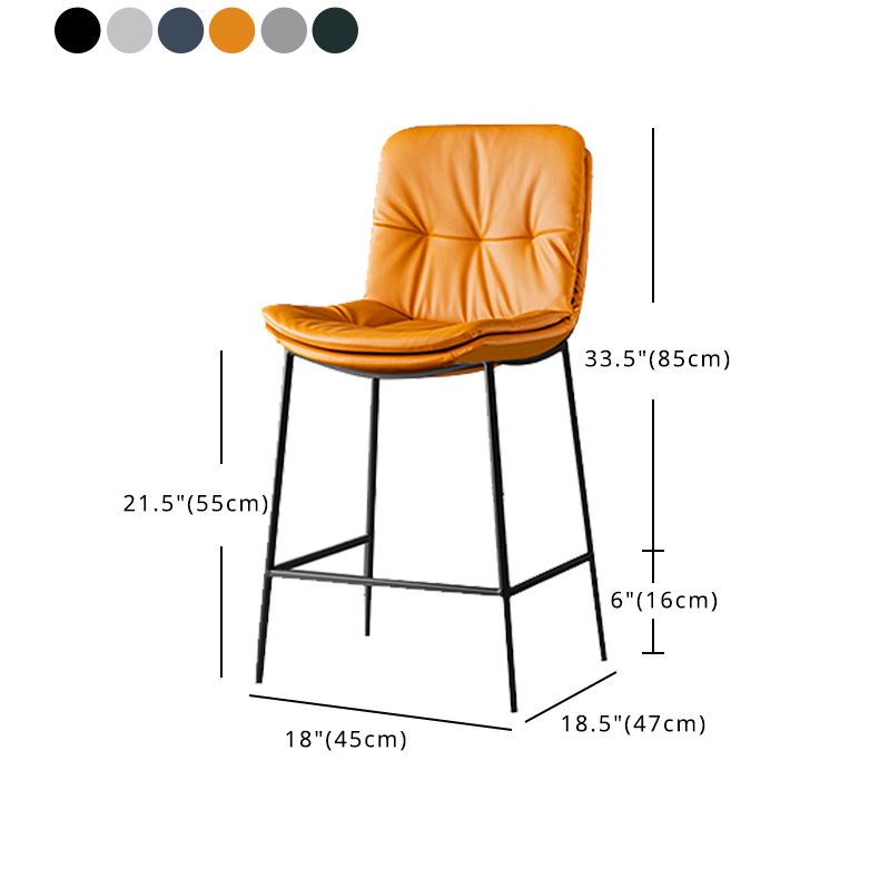 Contemporary Metal Leather Bar Stools Indoor Barstool with Cushion and Low Back Clearhalo 'Bar Furniture' 'Bar Stools' 'bar_stools' 'furn' 'furn_bar_stools' 'furniture_bar_stools' 'Kitchen & Dining Furniture' 'kitchen&dining_furn' 'kitchen' 'kitchen_furn' Furniture' 1200x1200_40870866-07ff-4049-b904-8670dc2332b3
