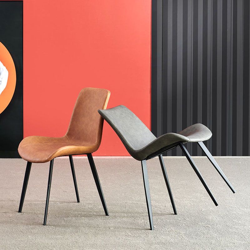 Industrial Style Leather Dining Side Chairs Solid Back Chair for Kitchen(Set of 2) Clearhalo ' kitchen&dining_furn' 'Dining Chairs' 'Dining Tables & Seating' 'dining_chair' 'furn' 'furn_dining_chair' 'Furniture' 'furniture_dining_chair' 'Kitchen & Dining Furniture' 'kitchen' 1200x1200_40877337-882e-49c3-852f-178a46b5ec4f