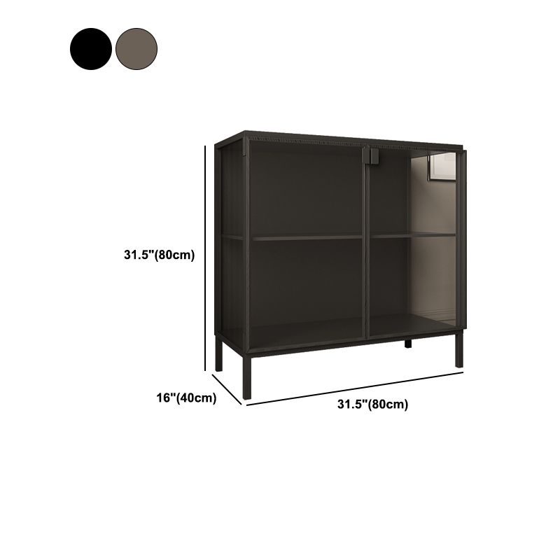 Server di pranzo nero contemporaneo porte in vetro server per finitura metallica