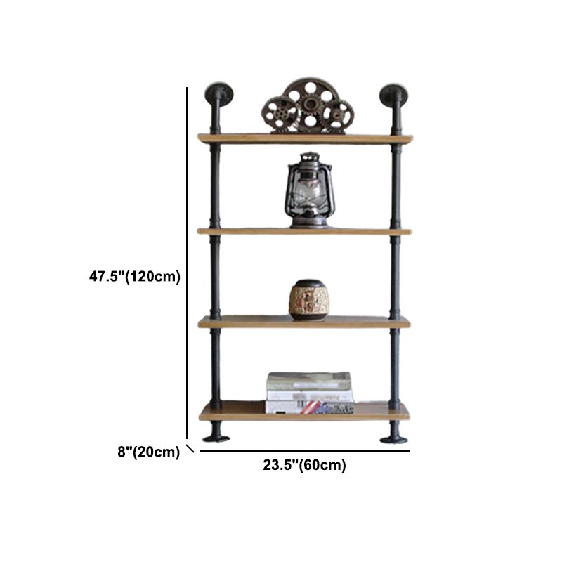 Wall Unit and Etagere Bookshelf Industrial Black Iron Frame and Pine Wood Shelf Clearhalo 'Bookcases' 'furn' 'furn_bookcases' 'Furniture' 'furniture_bookcases' 'kitchen' 'kitchen_bookcases' 'Living Room Furniture' 'Office Furniture' 1200x1200_4087e416-66c9-4346-9743-fde9fbf38ea4