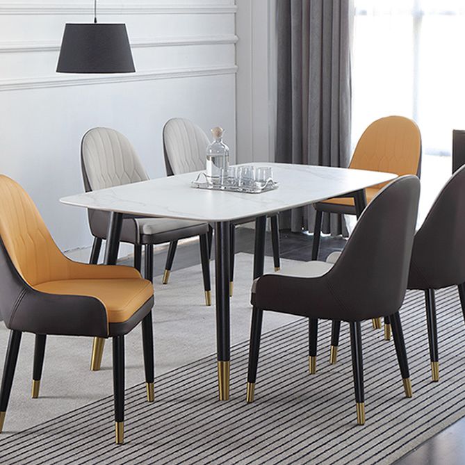 Mesa de comedor rectangular Mid-Century Mesa de comedor de piedra con 4 patas