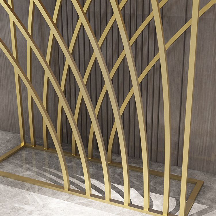 Glam Style Rectangle Top Accent Table with Abstract Iron Base for Hall