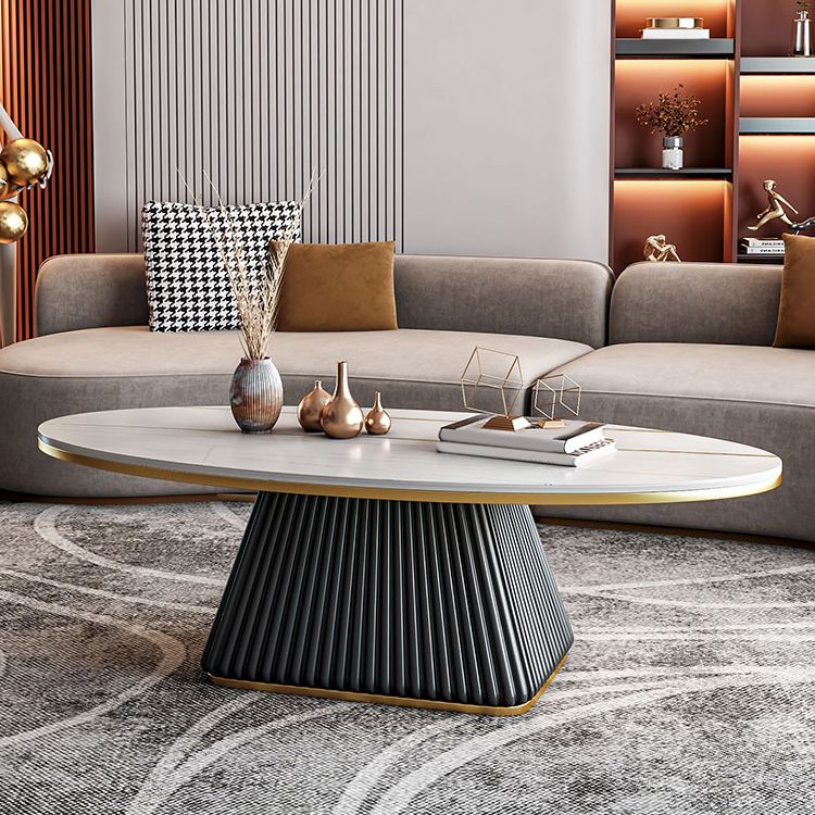 Glam Pedestal Cocktail Table Oval Coffee Cocktail Table for Home