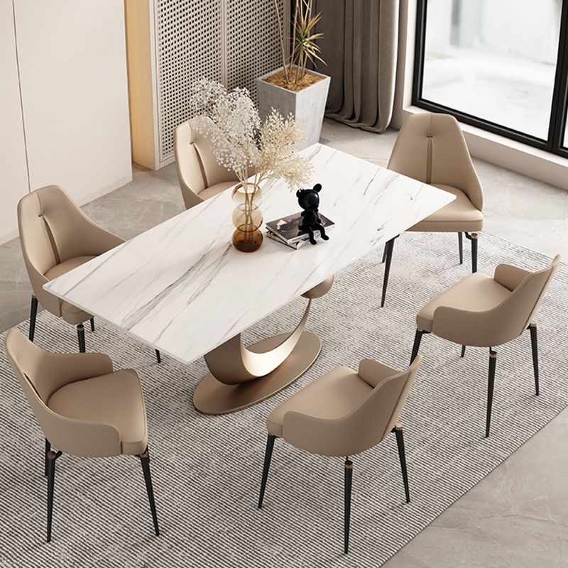 Luxury 1/3/4/6/7 Pieces Dining Set Sintered Stone Dining Table with Leather Chairs Clearhalo 'Dining Room Sets' 'Dining Tables & Seating' 'dining_room_set' 'furn' 'furn_dining_room_set' 'Furniture' 'furniture_dining_room_set' 'Kitchen & Dining Furniture' 1200x1200_408b5a63-5550-4a2c-8d4f-da03cc9b9458