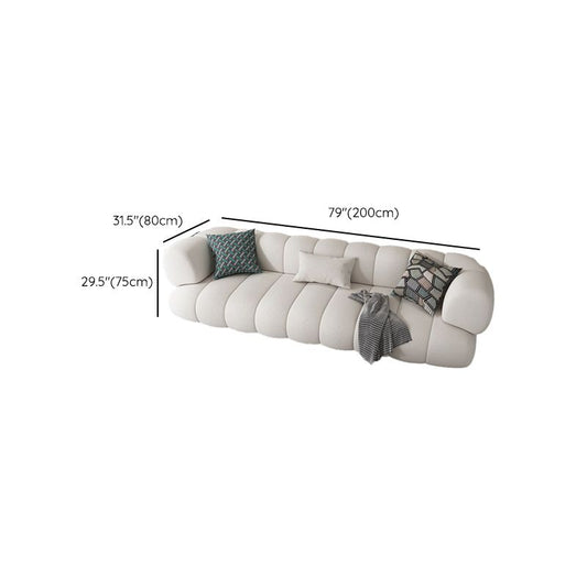 Scandinavian Fabric Sofa Biscuit Back Tuxedo Arm Sofa in White