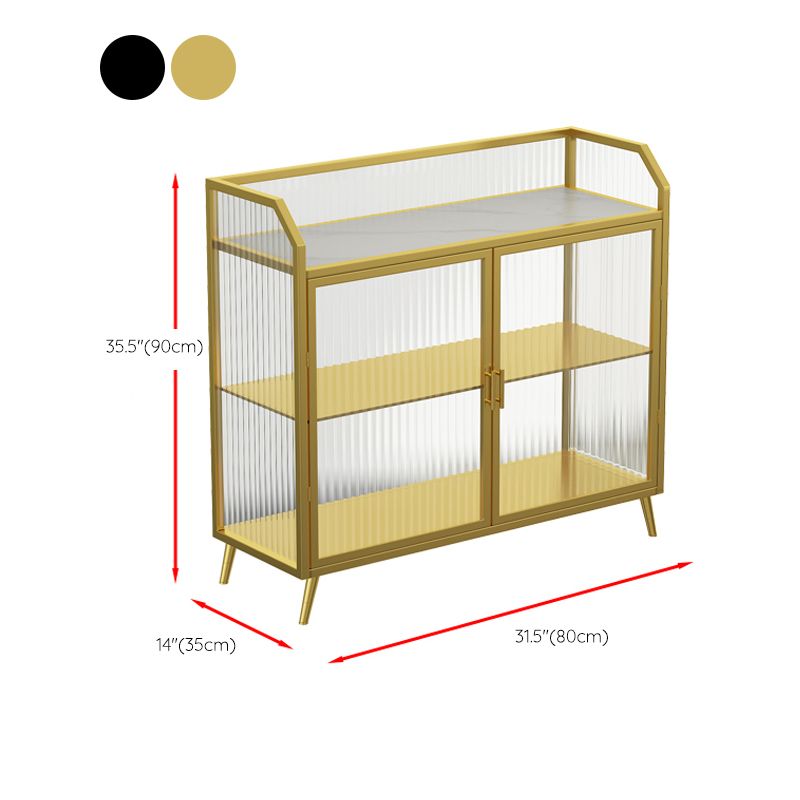 Metal and Glass Sideboard Modern Home Rectangular Side Board with Doors Clearhalo 'buffet_sideboard' 'Buffets & Sideboards' 'furn' 'furn_buffet_sideboard' 'Furniture' 'Kitchen & Dining Furniture' 1200x1200_408d505c-1614-481e-91d6-a49aa932ece8