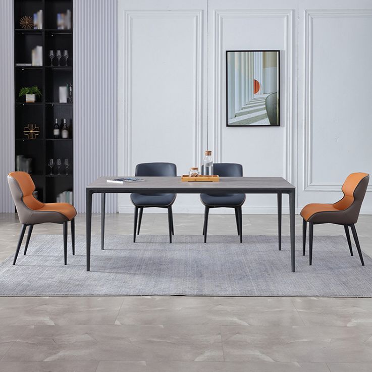 Contemporary Sloped Arm Chair Matte Finish Leather Curved Parsons Chair for Restaurant